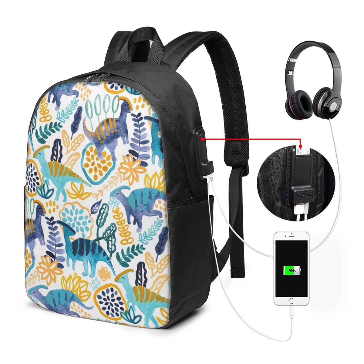Women'S Bag - حقيبة ظهر من Gouache Parasaurolophuses للسفر،